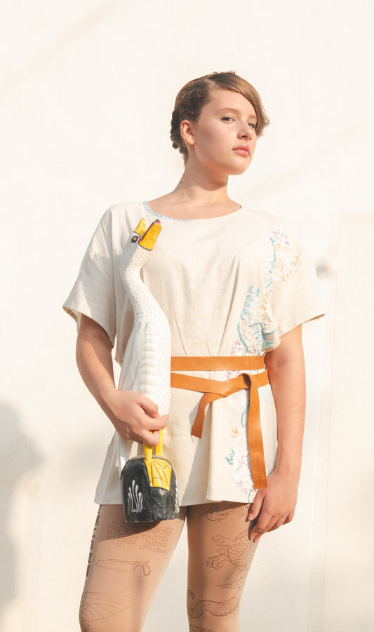 Unisex Organic Linen embroided Tunic