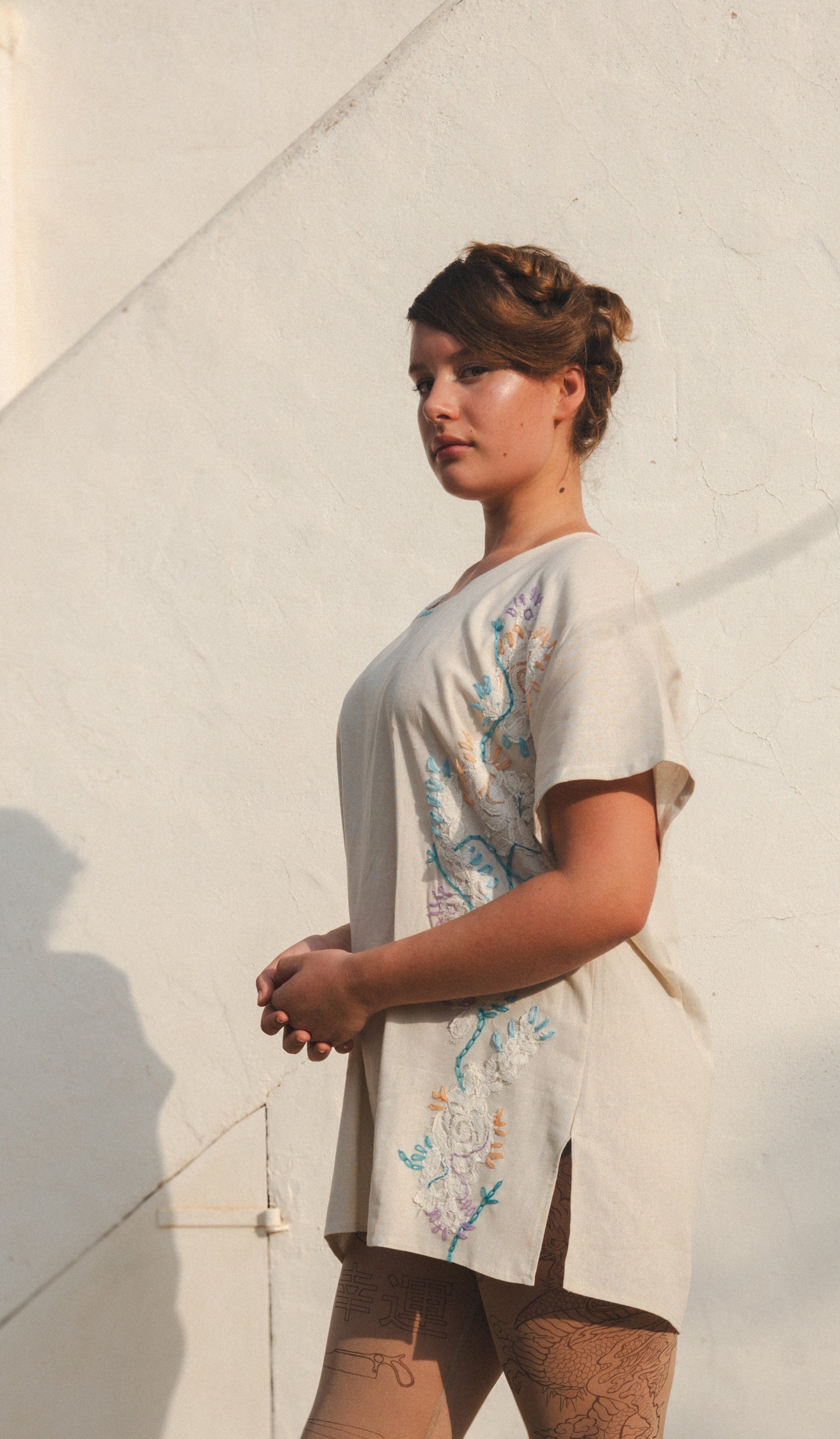 Unisex Organic Linen embroided Tunic