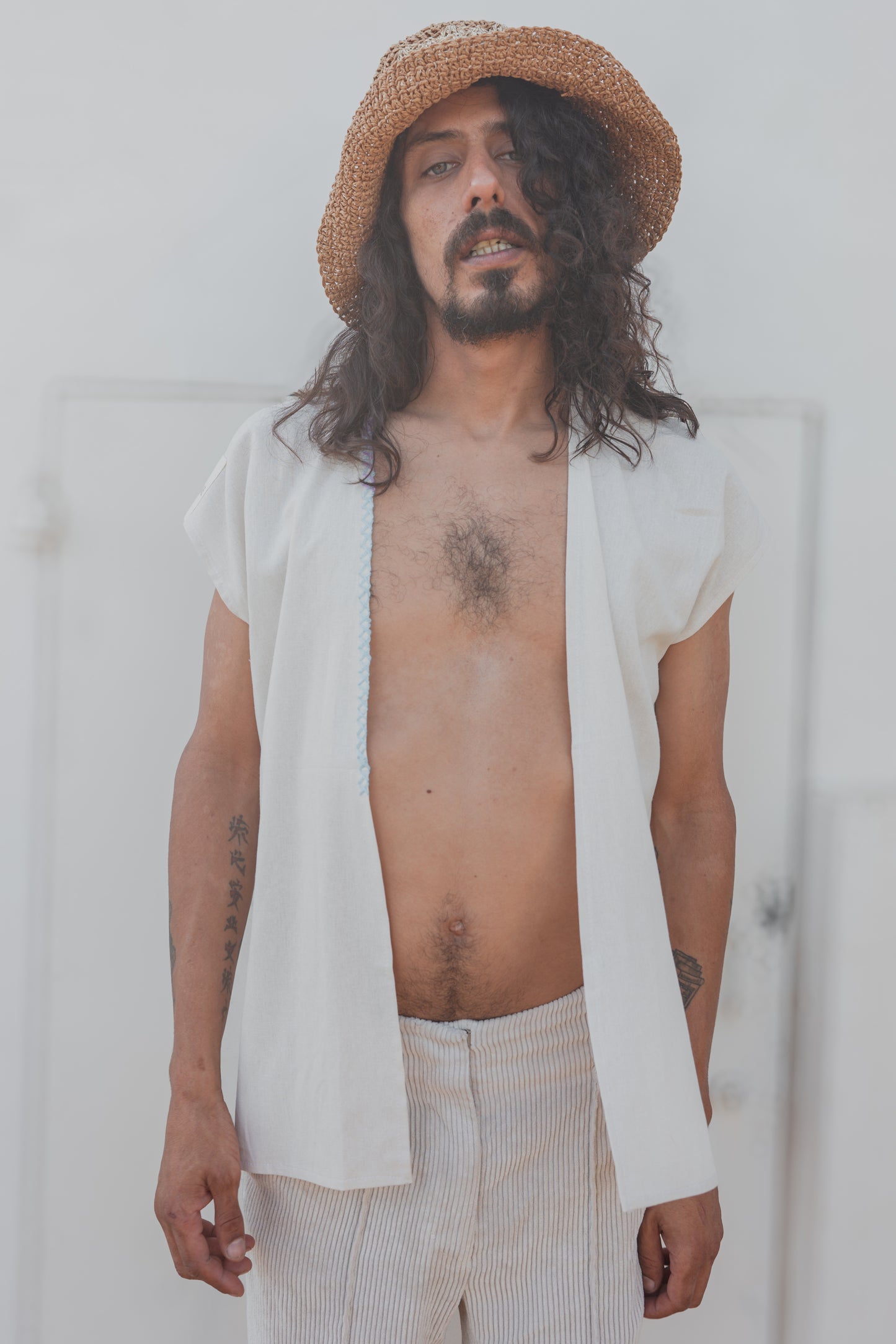 Unisex Organic Linen Open Tunic