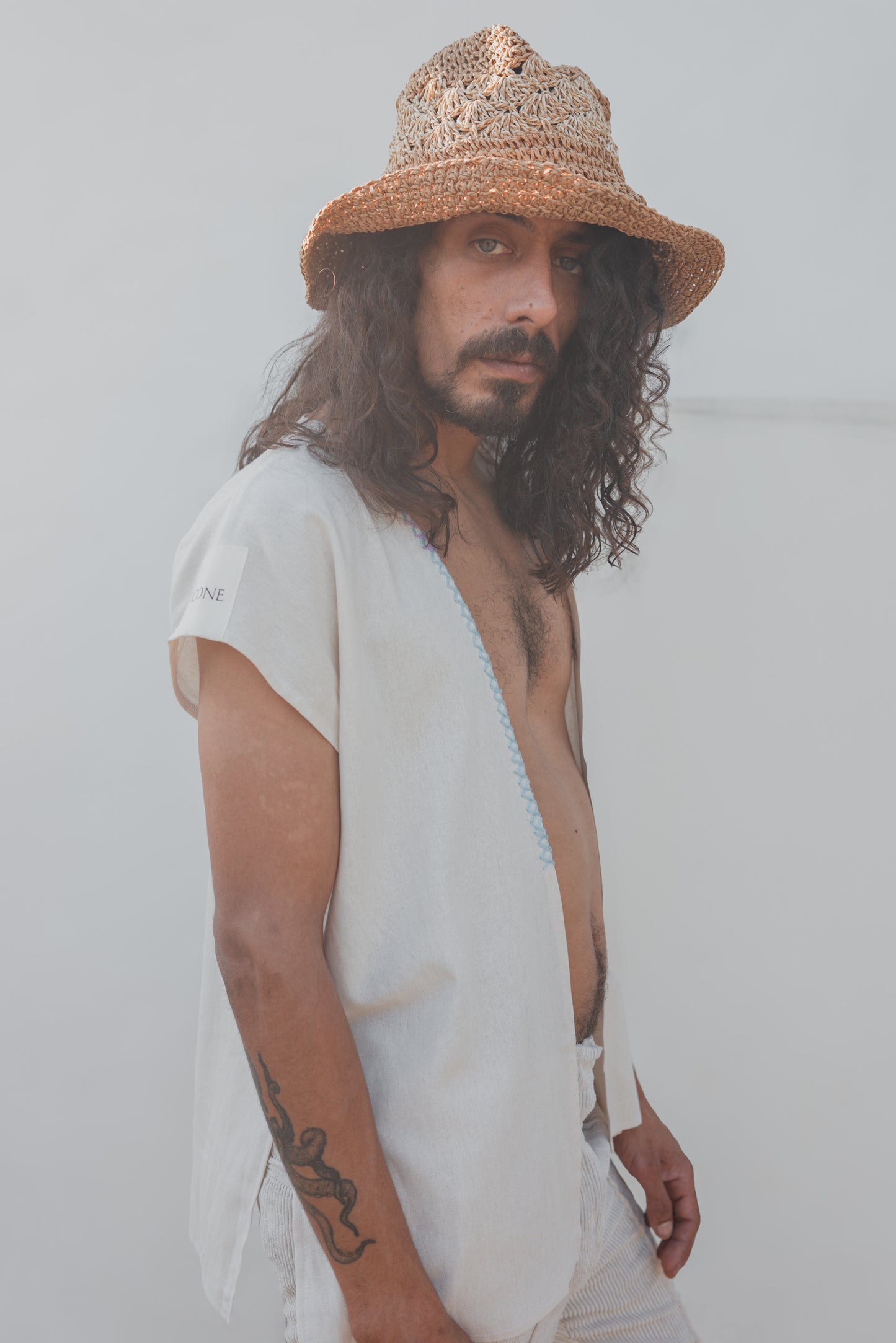 Unisex Organic Linen Open Tunic